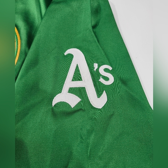 Oakland A’s 1971 MLB Satin Green Windbreaker Ebbets Field Flannels Size XL NWT - Picture 6 of 10